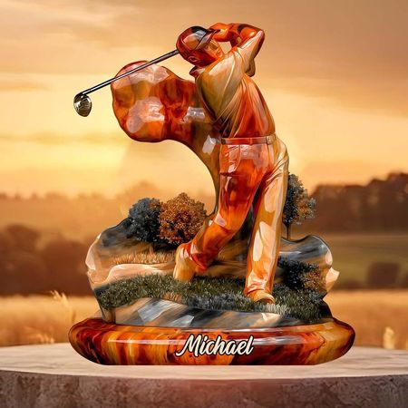 Elsker Golf - Personlig Golf Specialformet Akryl Plakette